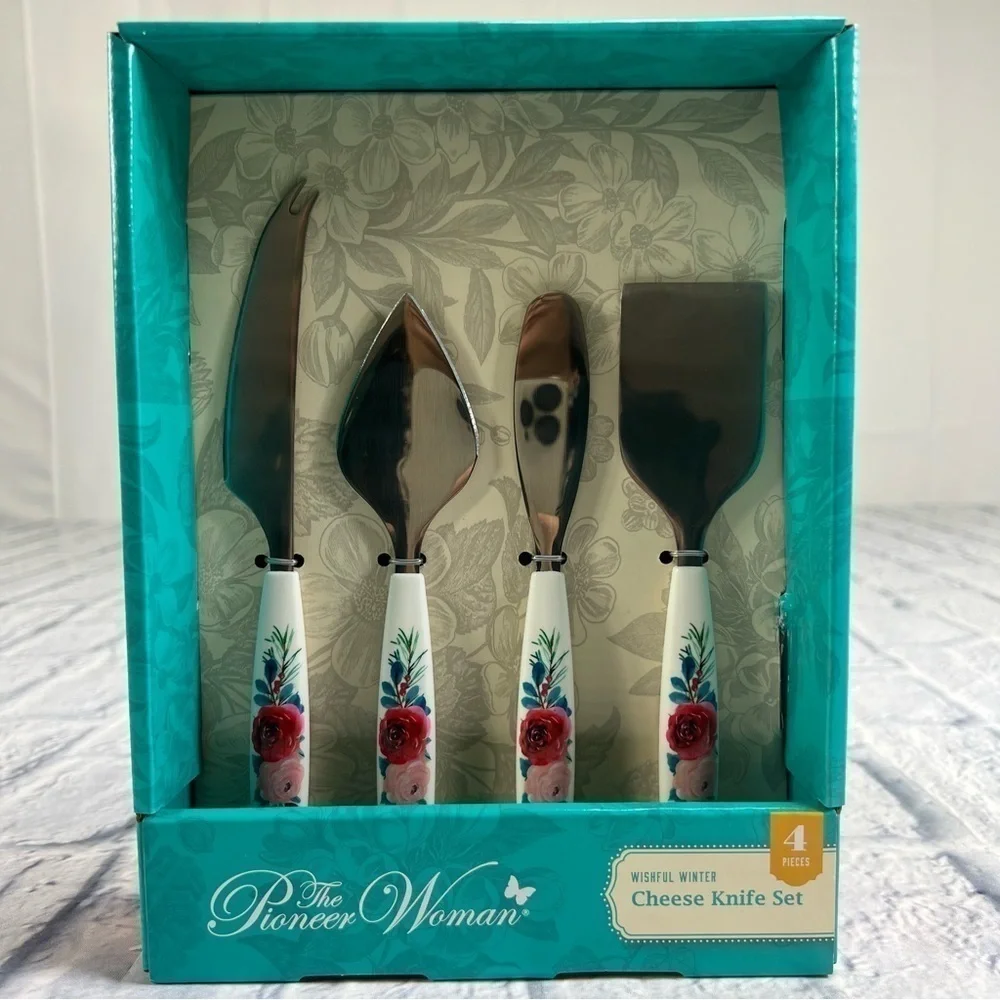 Pioneer Woman Wishful Winter 4-Piece Holiday Cheese Knife Set NEW in box